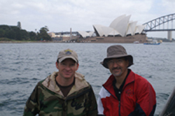 Matt with Dad on Sydney Harbor