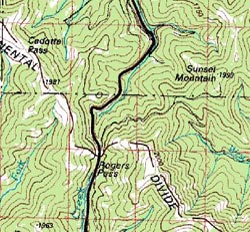 Topo map of Rogers Pass