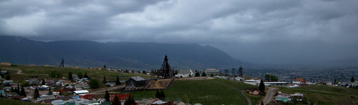 Storm rushing across the valley in Butte, Montana