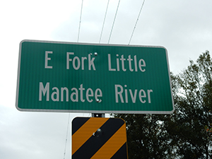 E fork of the Manatee River Sign